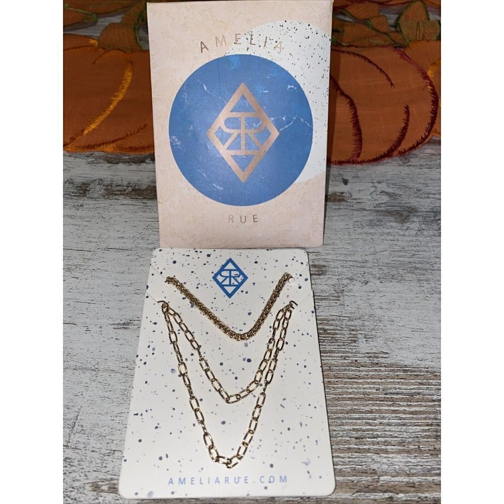 Amelia Rue Multi-Strand Gold Plated Layering Necklace Set NWT